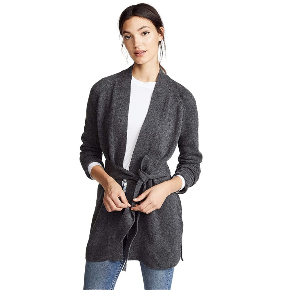 Theory | Cashmere Malinka belted cardigan | Charcoal | Size S - Picture 4 of 12